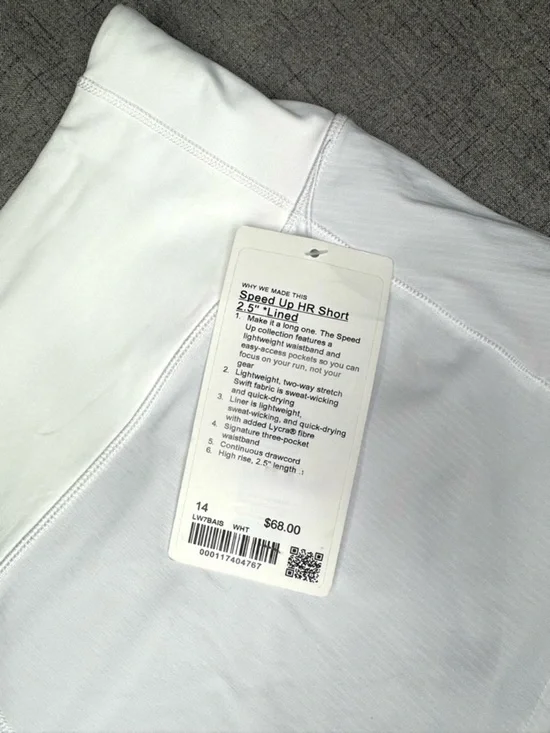 Lululemon Speed Up High Rise White Shorts Size 14 NWT - Picture 9 of 9